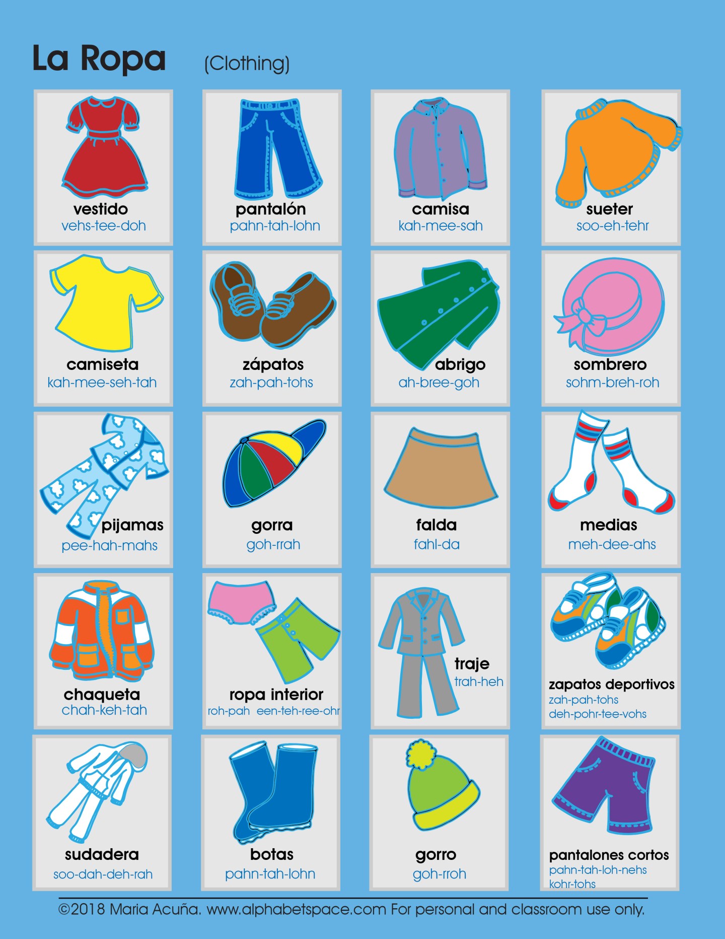 La Ropa / Clothing – Alphabet Space