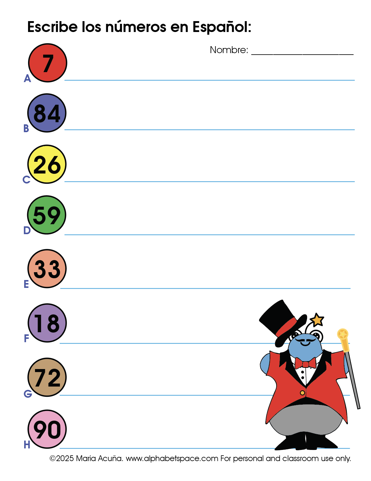 Los números / Numbers – Spanish Learning Resources, image size:1230x1594